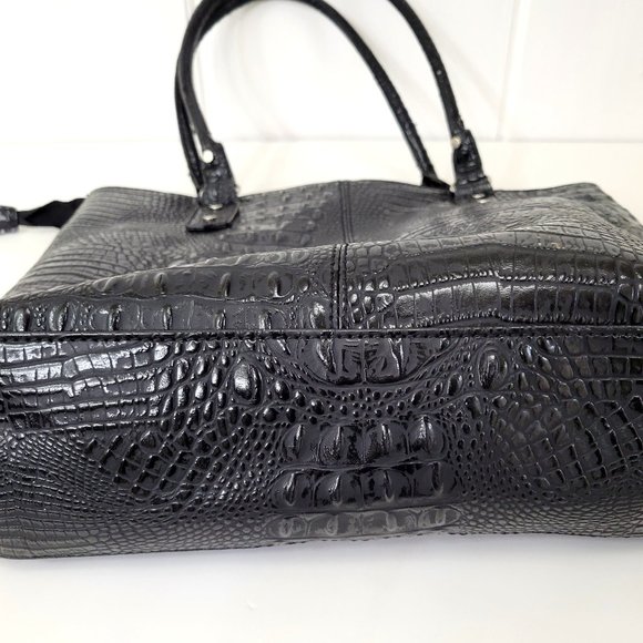 Marc Fisher Black Faux Croc Embossed Purse/Tote - Picture 3 of 7